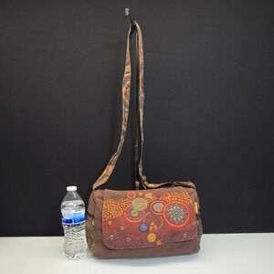 Himalaya Handmade Messenger Bag Brown Embroidered Cotton Boho Festival Nepal